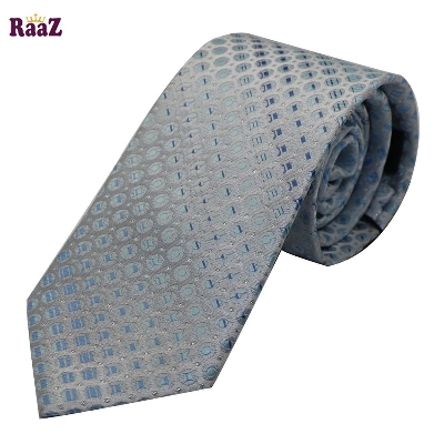 Picture of Silver Blue Circle Dot Men's Casual Plaid Micro Self Necktie