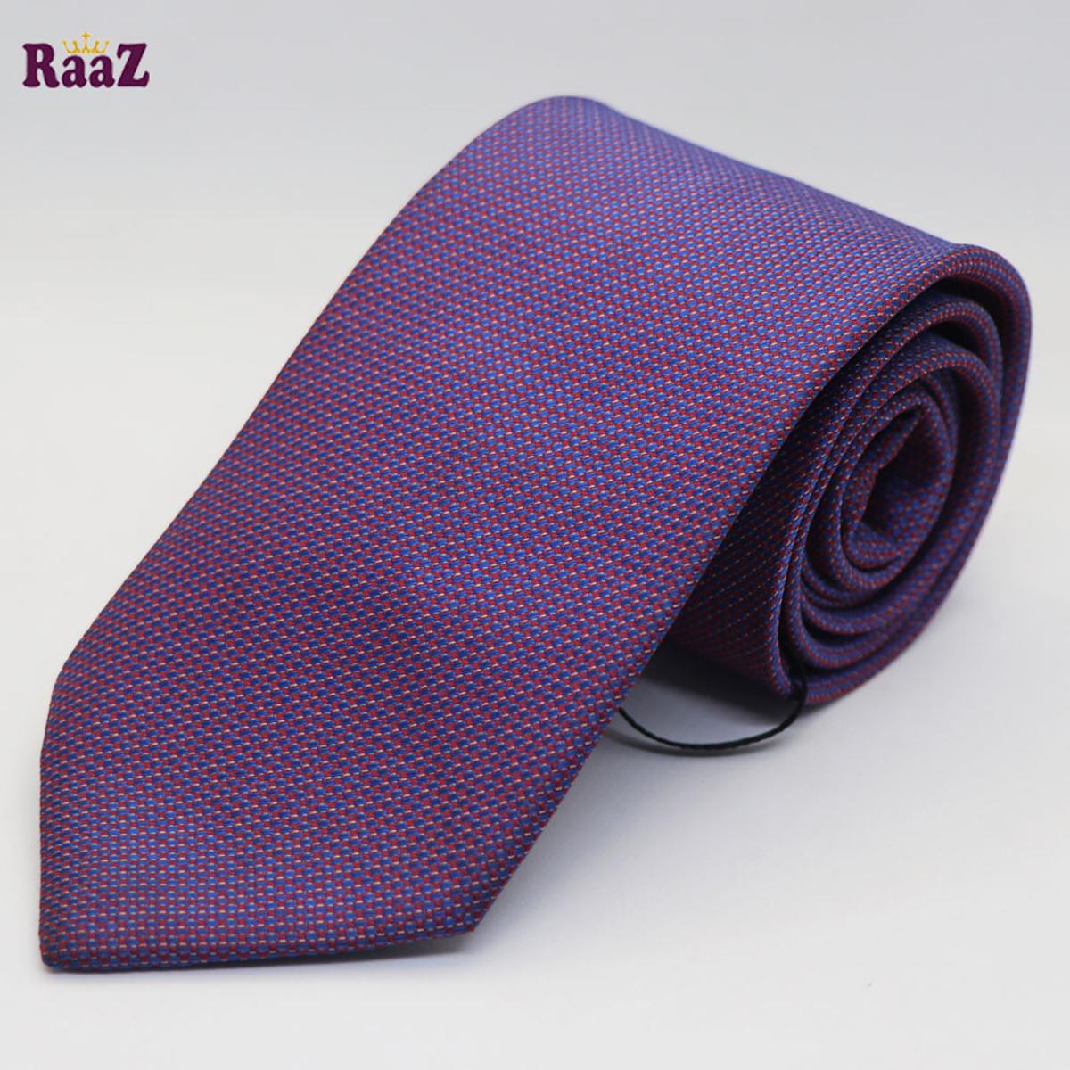 Picture of Brown Blue Circle Embroidery Men Neck Tie