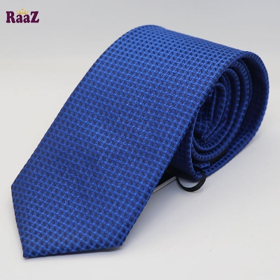 Picture of Deep Blue Small Square Embroidered Men's Casual Plaid Micro Self Necktie
