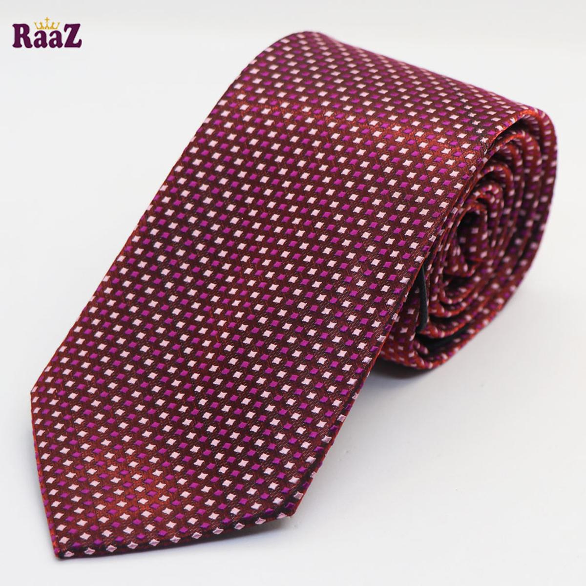 Picture of Maroon Dot Men Premium Embroidery Cotton Silk Neck Tie