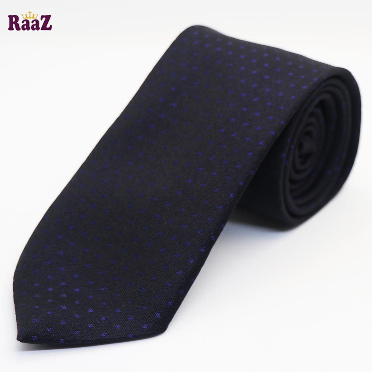 Picture of Navy Blue Dot Men Premium Embroidery Cotton Silk Neck Tie