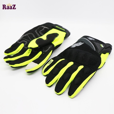 Picture of Neon Green Black Smack Shield Motorcycle Safety Gloves - Hand Gloves For Bike