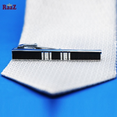 Picture of Black And Silver Men Initial Tie Clip Bar Normal Size-1pc