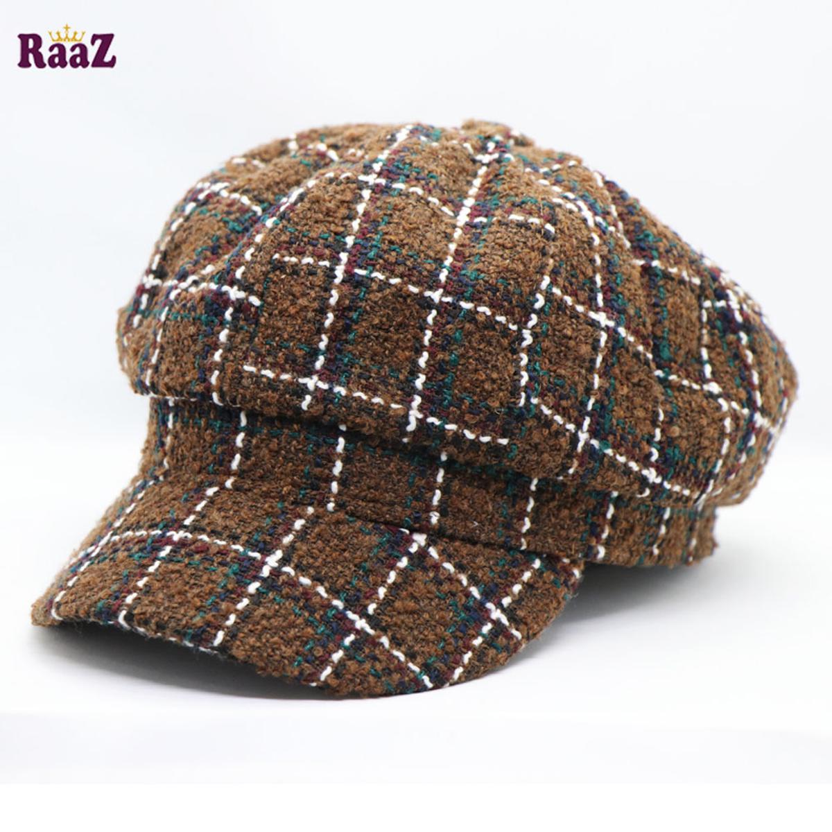 Picture of Brown Fashion Man Warm Flat Peaked Cap Male Casual Octagonal Hat Man Retro Beret Hat Men Dad Newsboy Cap