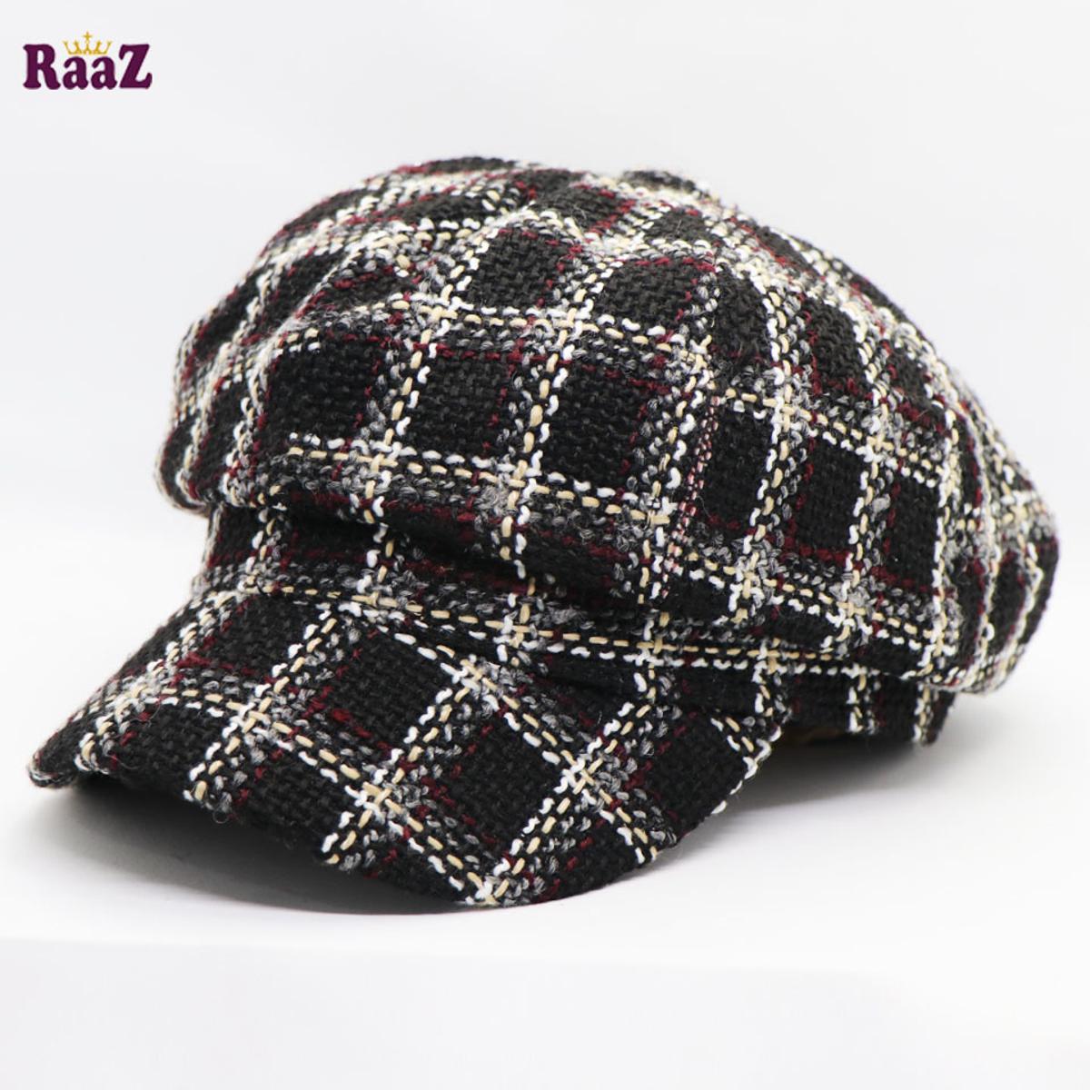 Picture of Newsboy Cap Men Octagonal Hat Navy Plaid Spring Vintage Newspaper Caps New Korean Painters Beret