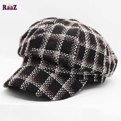 Picture of Newsboy Cap Men Octagonal Hat Navy Plaid Spring Vintage Newspaper Caps New Korean Painters Beret