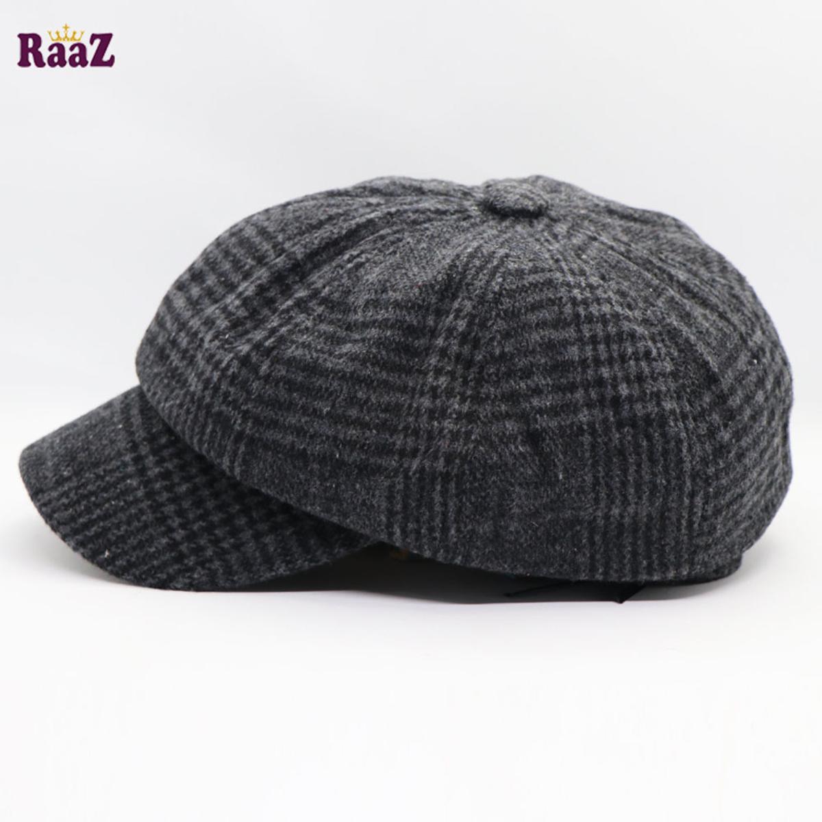 Picture of Grey Fashion Man Warm Flat Peaked Cap Male Casual Octagonal Hat Man Retro Beret Hat Men Dad Newsboy Cap - Cap For Men