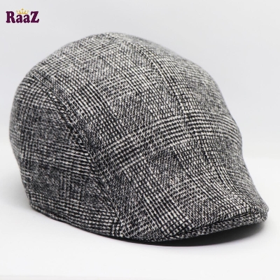 Picture of New Style Men's Wool Striped Beret Outdoor Sports Sunshade Golf Cap Driving Flat Cap Men and Women Warm Newsboy Caps (Off White)