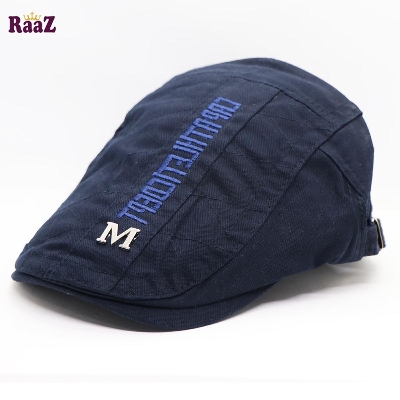 Picture of Navy Blue Cotton China Winter Embroidered Adjustable Golf Flat Cap (Free Size)