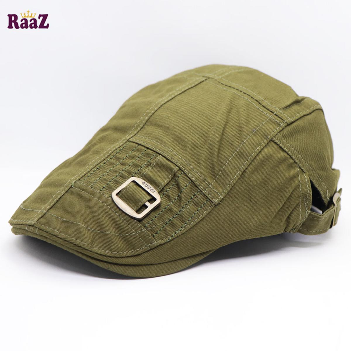 Picture of Deep Green Embroidered China Cotton Stylish Flat Golf Cap For Men