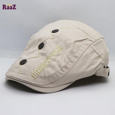 Picture of Off White Cotton China Winter Embroidered Adjustable Golf Flat Cap (Free Size)