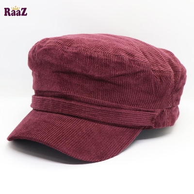 Picture of Maroon Velvet Winter Fashion Women Solid Newsboy Cap