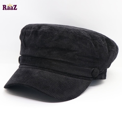 Picture of Black Velvet Winter Fashion Women Solid Newsboy Cap