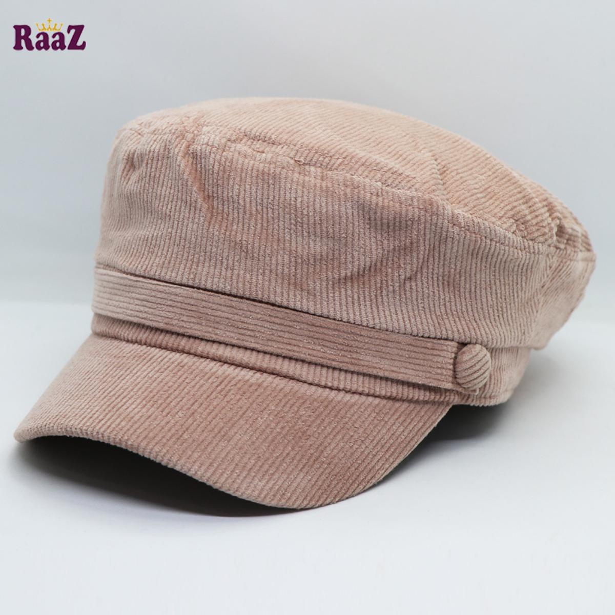 Picture of Pink Velvet Winter Fashion Women Solid Newsboy Cap