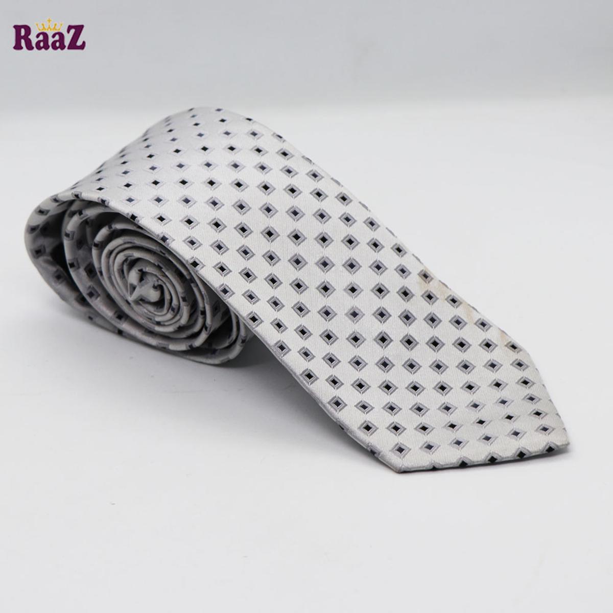 Picture of Silver And Black Big Dot Stylish High-Quality Formal Fashion Premium Silk Business Wedding Party Necktie For Men