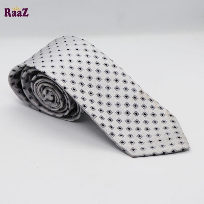 Picture of Silver And Black Big Dot Stylish High-Quality Formal Fashion Premium Silk Business Wedding Party Necktie For Men