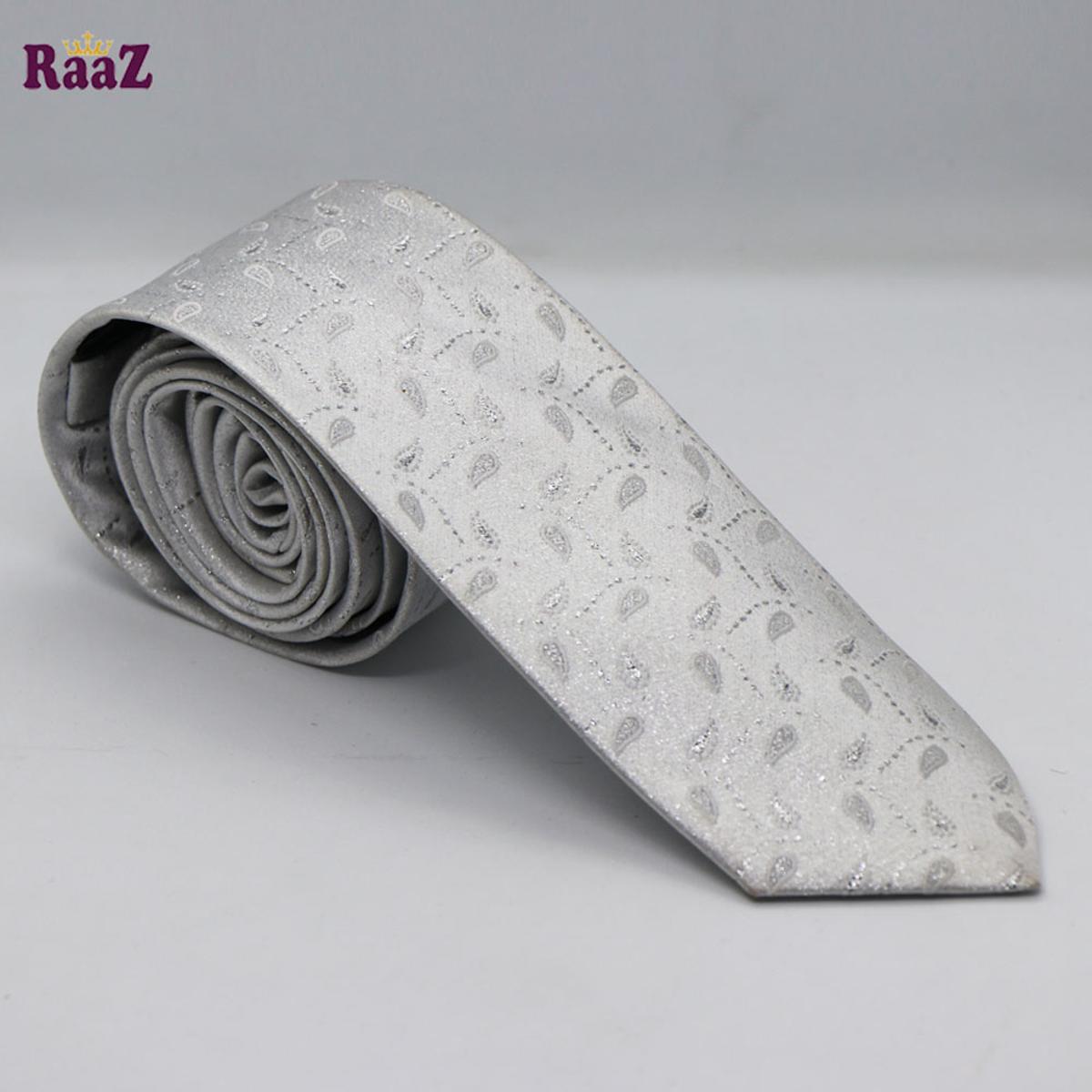 Picture of Silver Stylish High-Quality Formal Fashion Premium Silk Business Wedding Party Necktie For Men