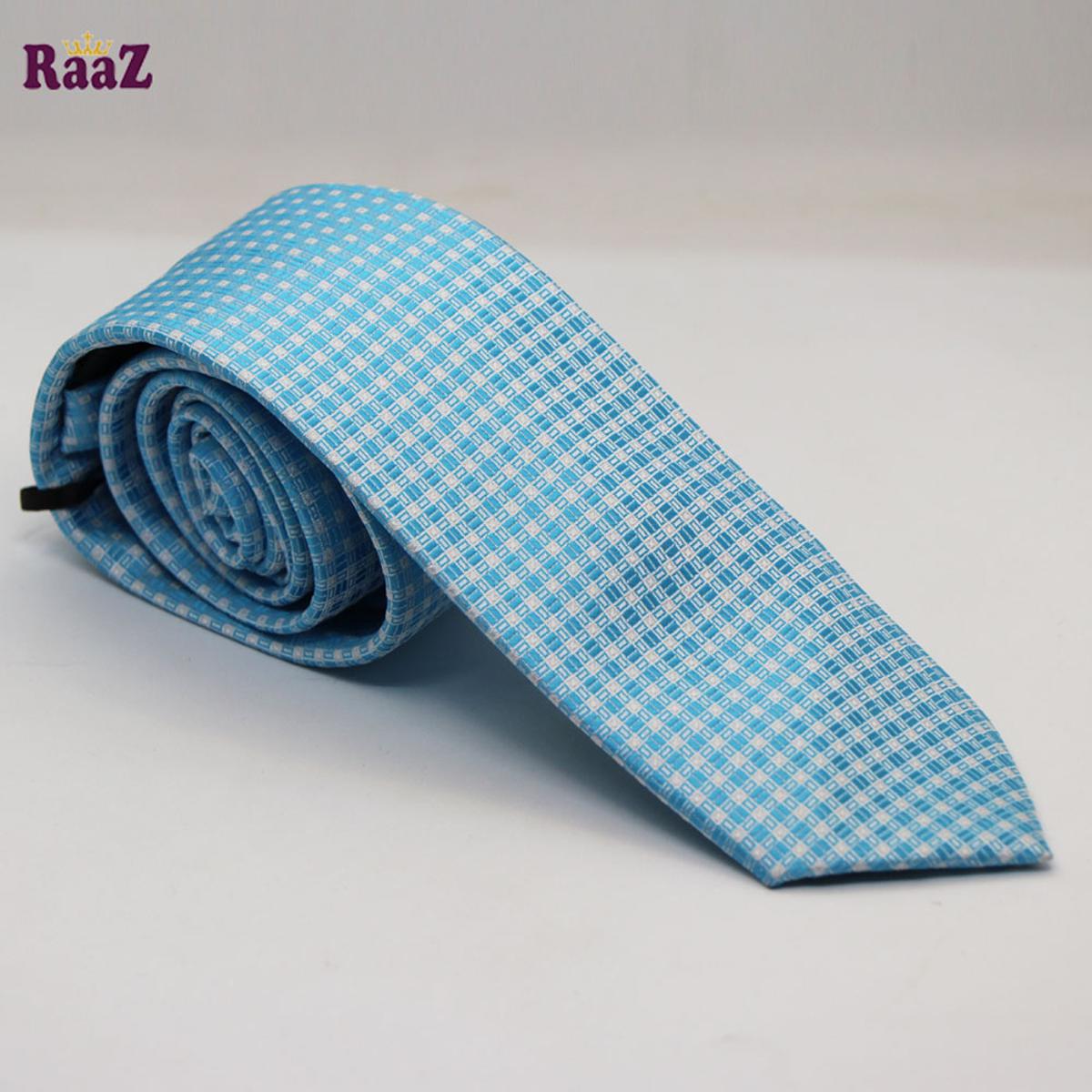 Picture of Aqua And White Multi Stylish High-Quality Formal Fashion Premium Silk Business Wedding Party Necktie For Men