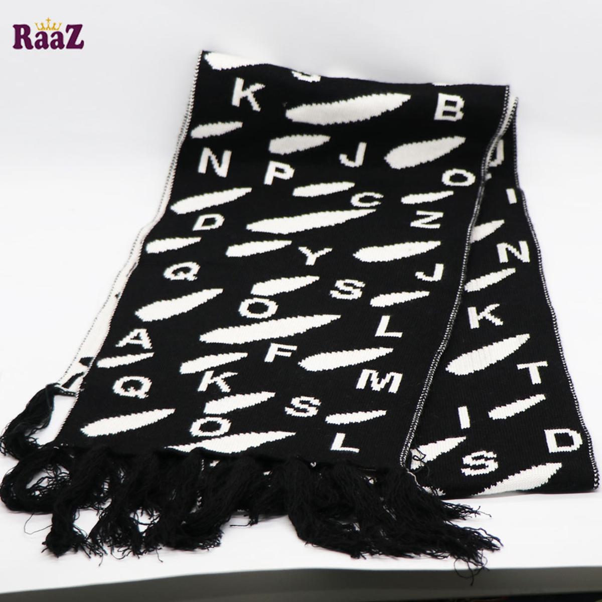 Picture of Black And White Woolen Scarf, Soft Muffler Stylish Fashion Scarf For Men And Women