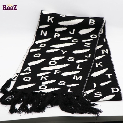 Picture of Black And White Woolen Scarf, Soft Muffler Stylish Fashion Scarf For Men And Women