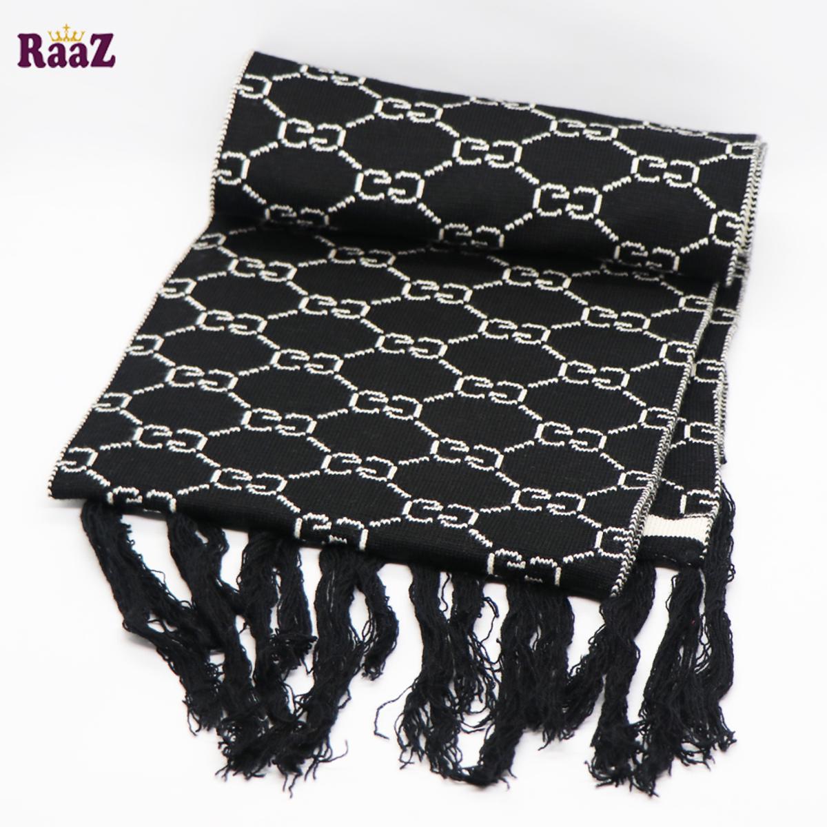 Picture of Black And White Woolen Scarf, Soft Muffler Stylish Fashion Scarf For Men And Women