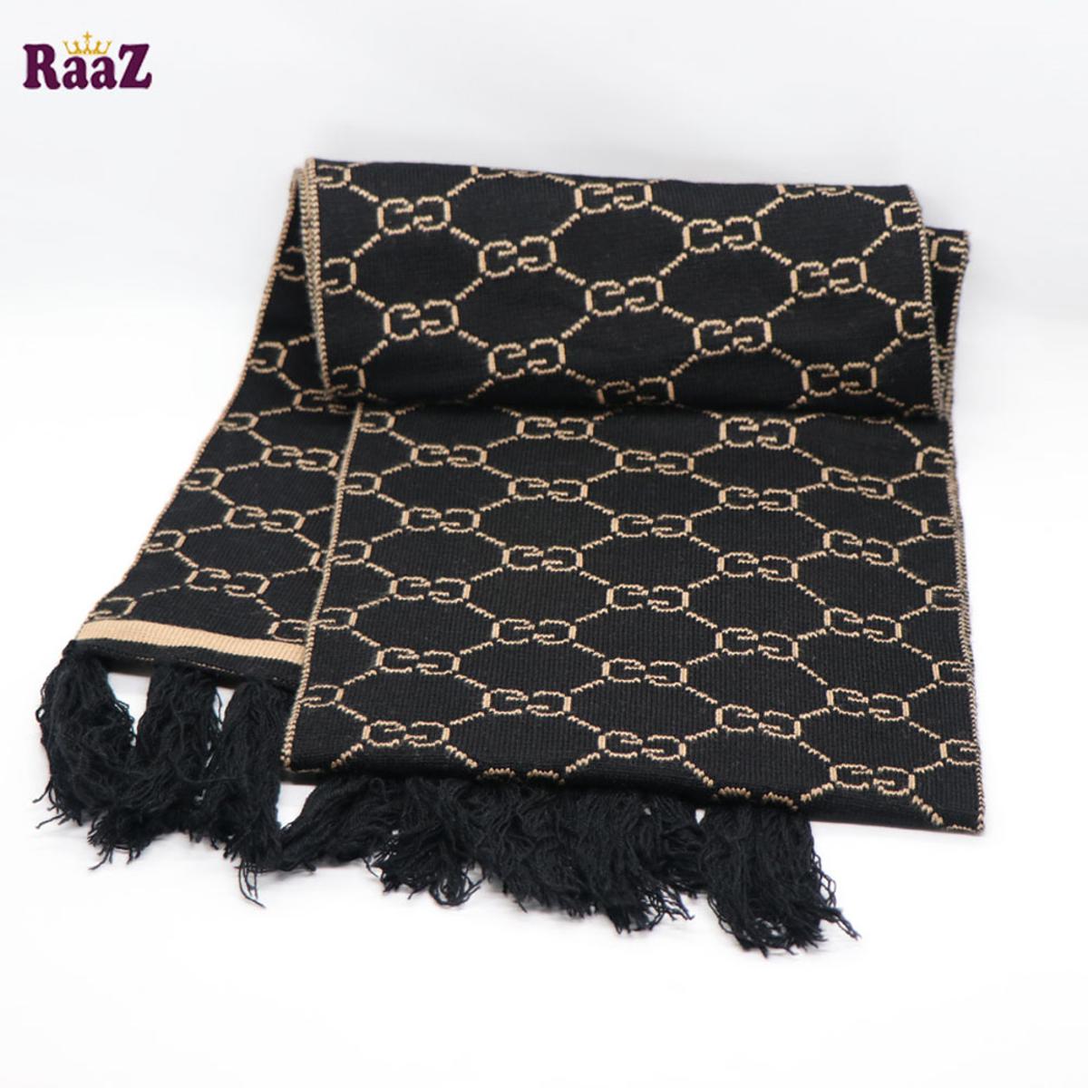 Picture of Black And Brown Woolen Scarf, Soft Muffler Stylish Fashion Scarf For Men And Women