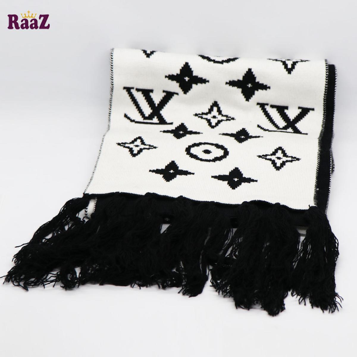 Picture of Black And White Woolen Scarf, Soft Muffler Stylish Fashion Scarf For Men And Women - Maflar For Men