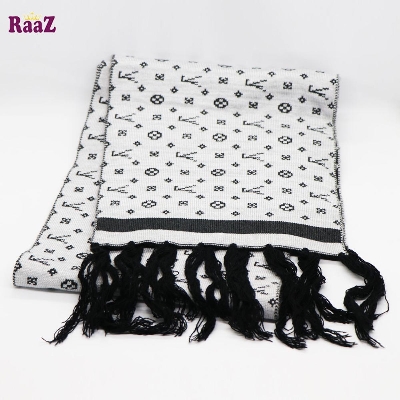 Picture of Black And White Woolen Scarf, Soft Muffler Stylish Fashion Scarf For Men And Women