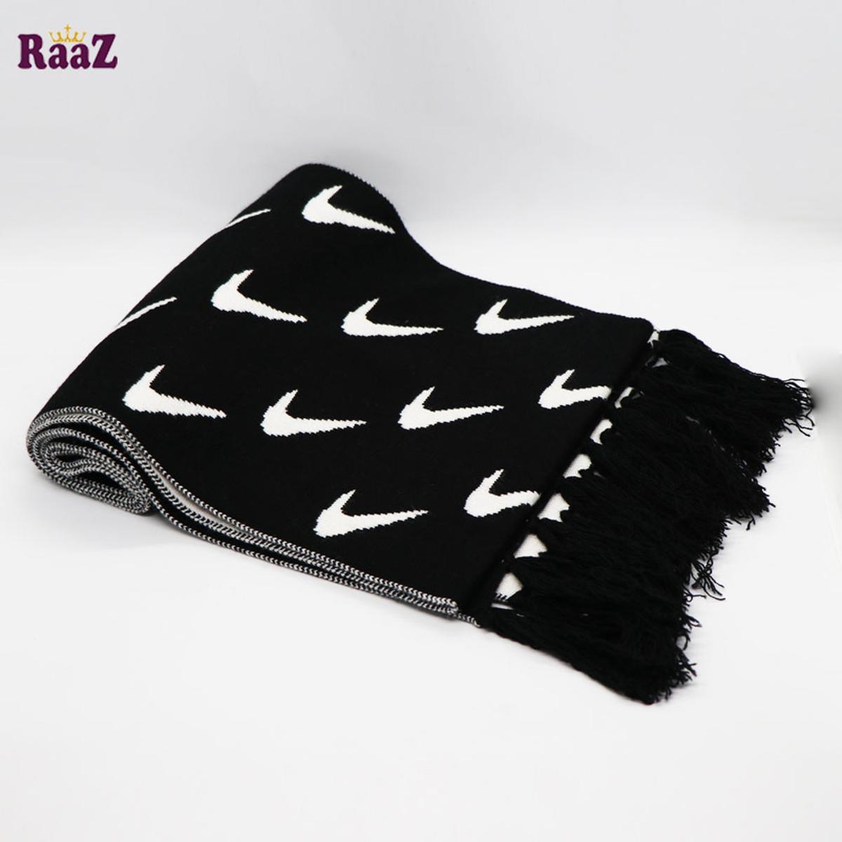 Picture of Black And White Woolen Scarf, Soft Muffler Stylish Fashion Scarf For Men And Women