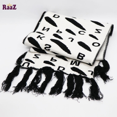 Picture of Black And White Woolen Scarf, Soft Muffler Stylish Fashion Scarf For Men And Women