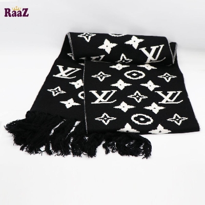 Picture of Black And White Woolen Scarf, Soft Muffler Stylish Fashion Scarf For Men And Women