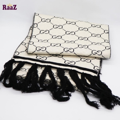 Picture of Black And White Woolen Scarf, Soft Muffler Stylish Fashion Scarf For Men And Women