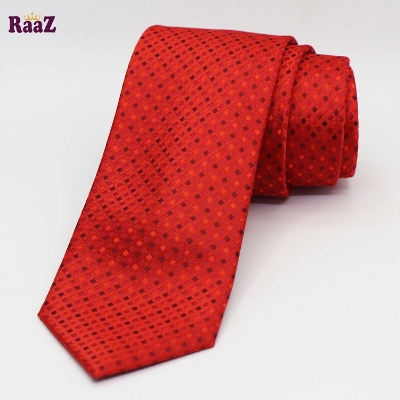 Picture of Shiny Red Small Square Embroidery Men's Necktie