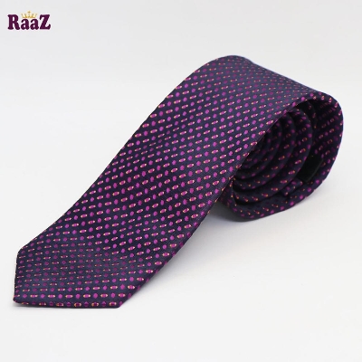 Picture of Matte Purple EggShape Dot Embroidery Men's Necktie