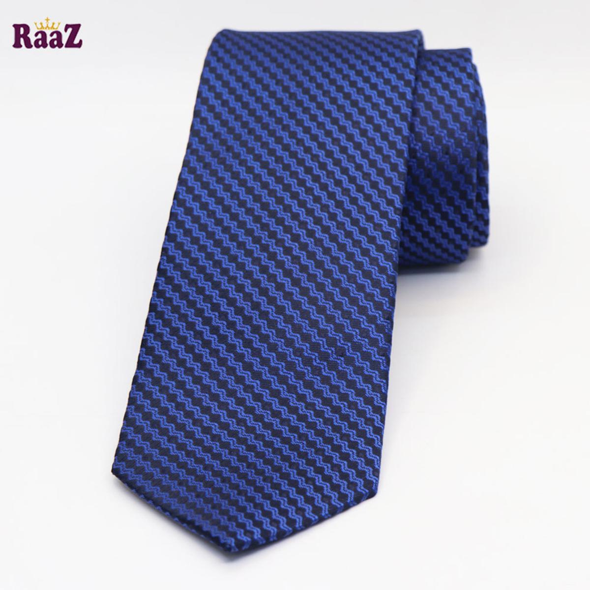 Picture of Navy Blue Zigzag Line Embroidery Men's Necktie