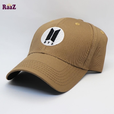 Picture of White And Brown BTS Embroidery Back Side BTS Logo Curved Baseball Cap For Men And Women