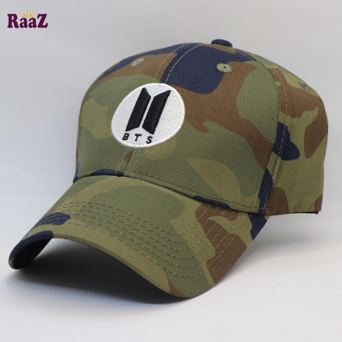 Picture of Camo Print BTS Embroidery Back Side BTS Logo Curved Baseball Cap For Men And Women