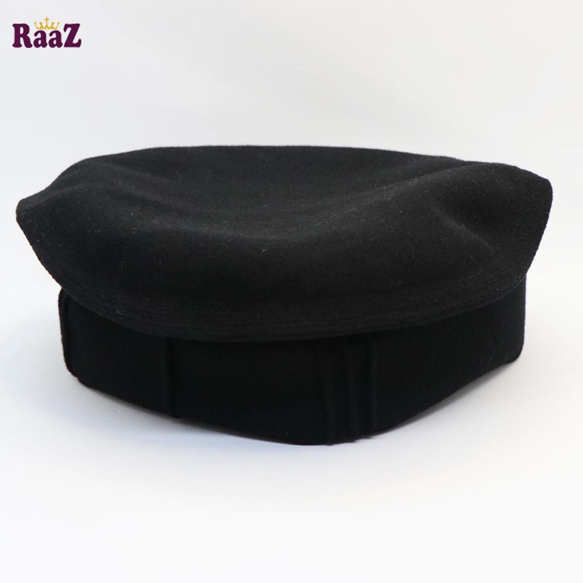 Picture of Black New Design Wool Afghani Pakol Cap For Men - Cap For Men - Cap - Winter Cap