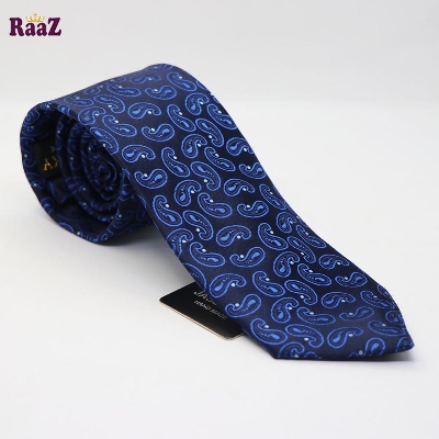 Picture of Navy Blue Embroidered Handmade Men Neck Tie