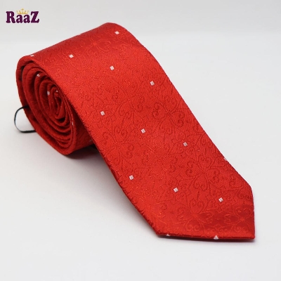 Picture of Red Floral Design White Small Square Men Neck Tie
