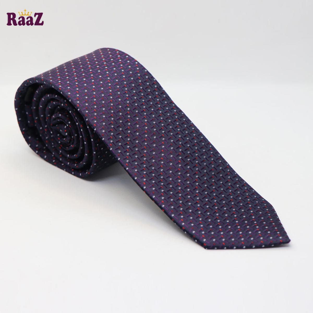 Picture of Navy Blue Red White Dot Embroidered Men Neck Tie