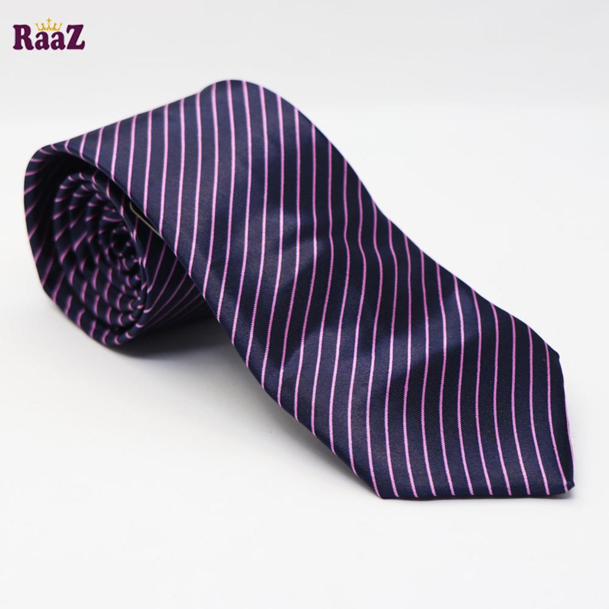 Picture of Navy Blue Purple Stripe Design Men Neck Tie