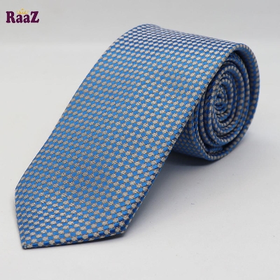 Picture of Blue and Ash Small Square Shape Embroidered Men Neck Tie
