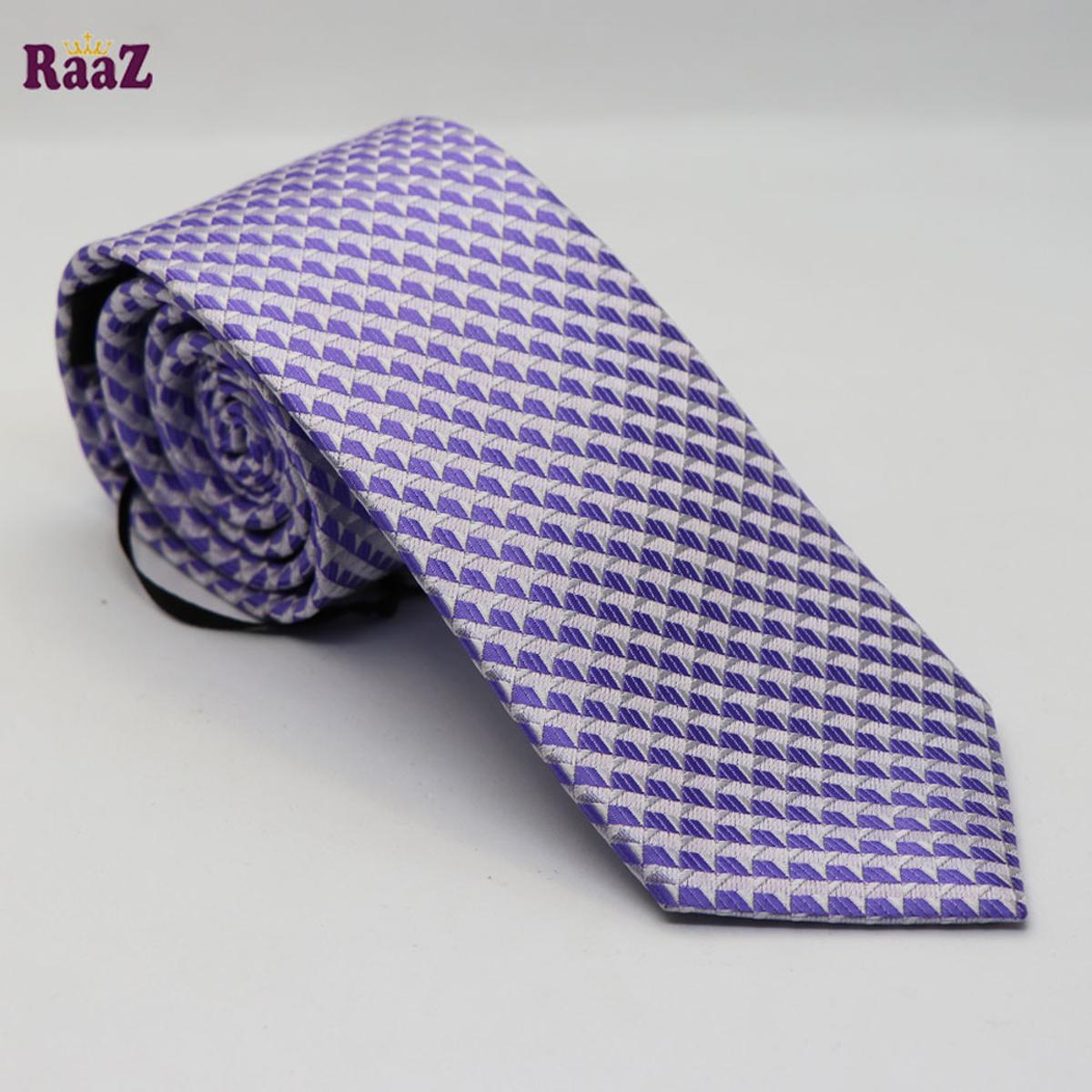 Picture of Purple white Unique Shape Design Men Neck Tie