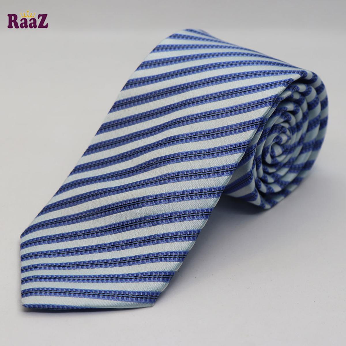 Picture of Blue White Big Stripe Tie For Men