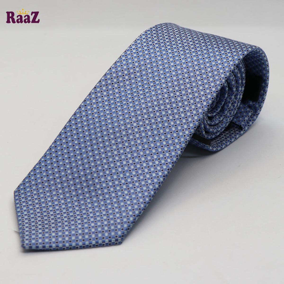 Picture of Purple Black White Dot Embroidered Men Cotton Neck Tie