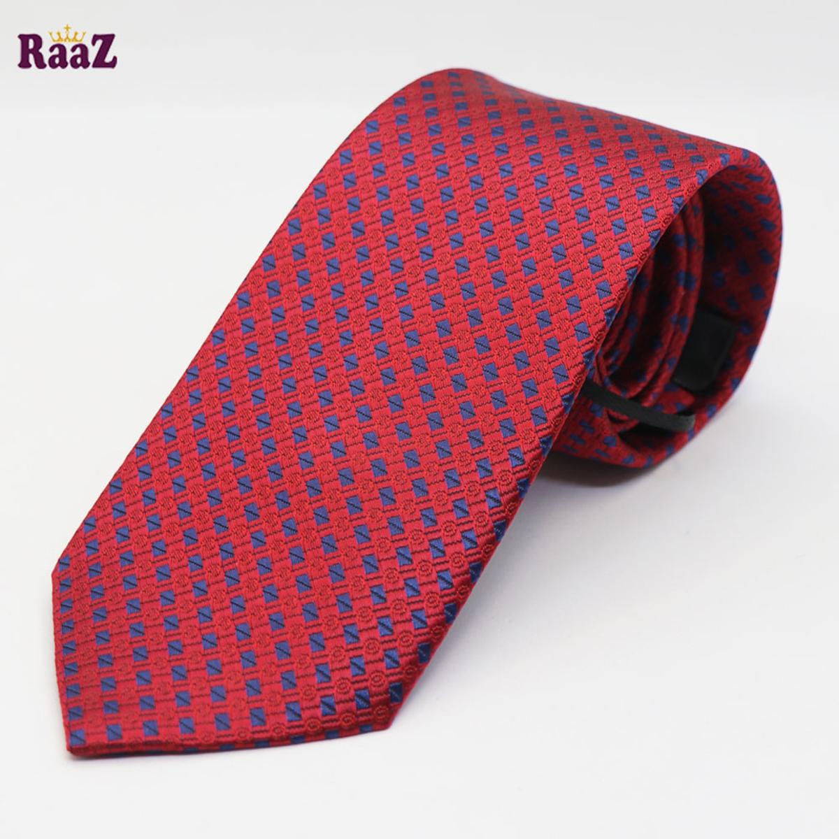 Picture of Maroon Navy Blue Small Square Embroidered Men Neck Tie