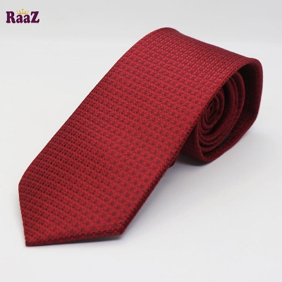Picture of Maroon Small Embroidery Cotton Tie For Men