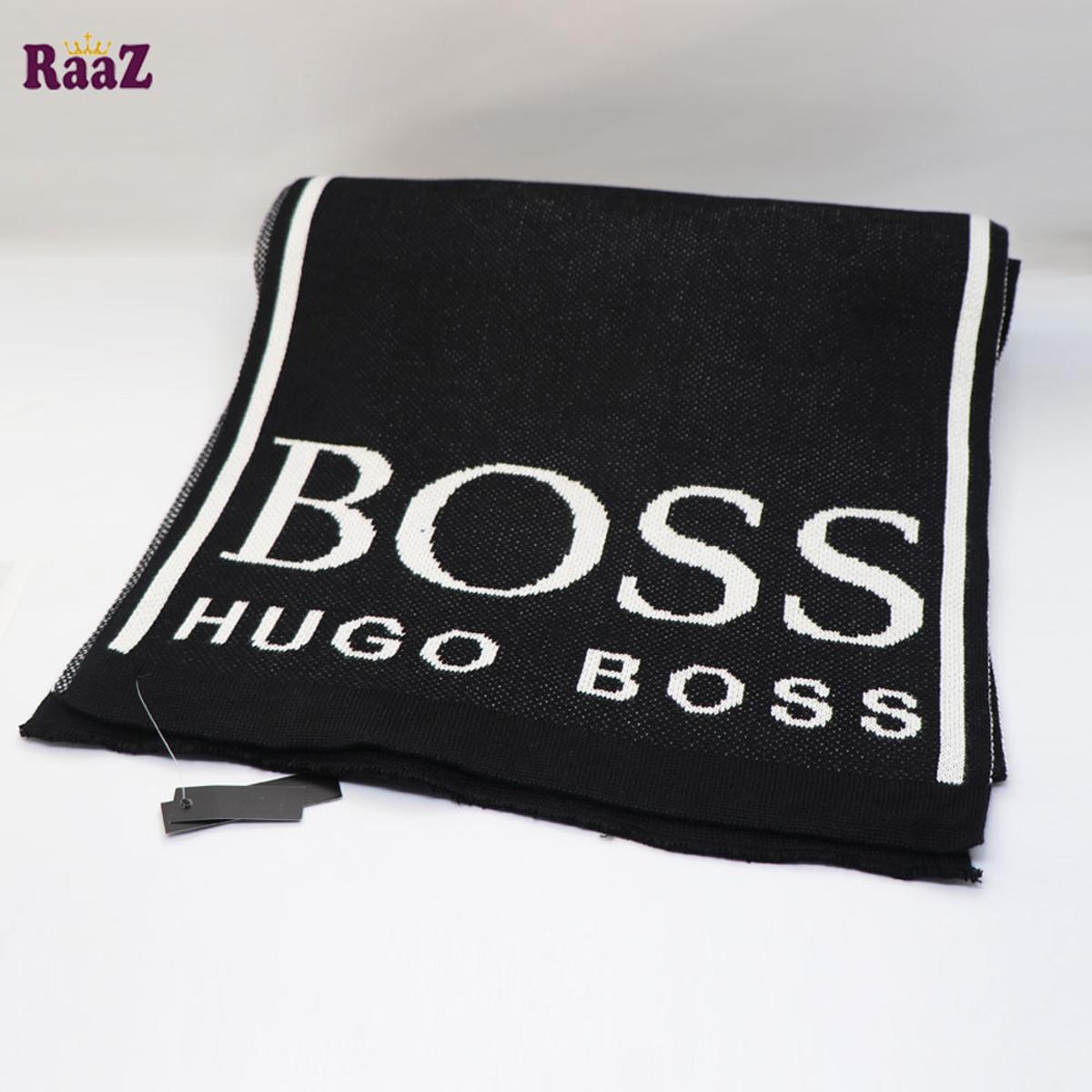 Picture of Black And White Boss Woolen Soft Scarf, Muffler Stylish Fashion Scarf For Men And Women