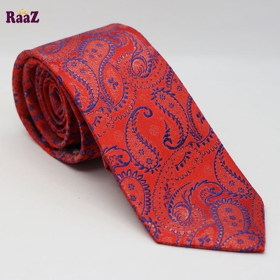 Picture of Red Blue Floral Embroidery Necktie For Men